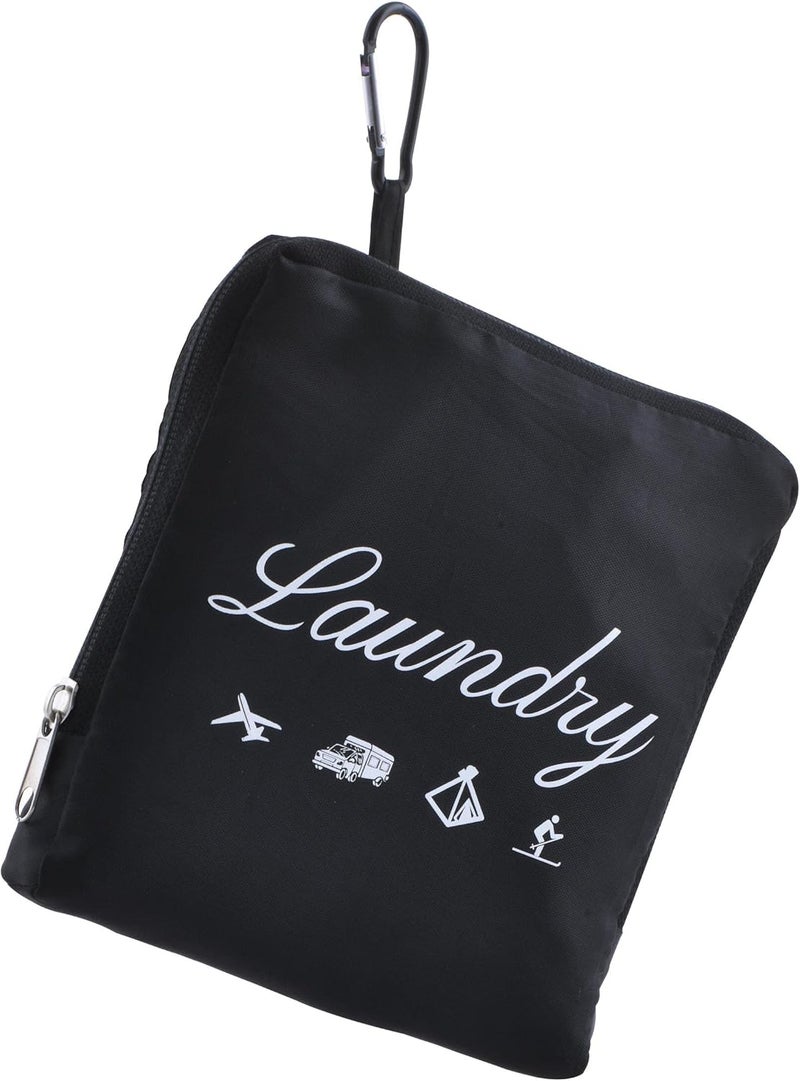 JHX Travel Laundry Bag, Dirty Clothes Organizer【Upgraded】with Handles and Aluminum Carabiner, Collapsible Laundry Bag for Travel, Camp, Fitness, and Students（1Pcs Black） 24"L x 21"W - Image 1